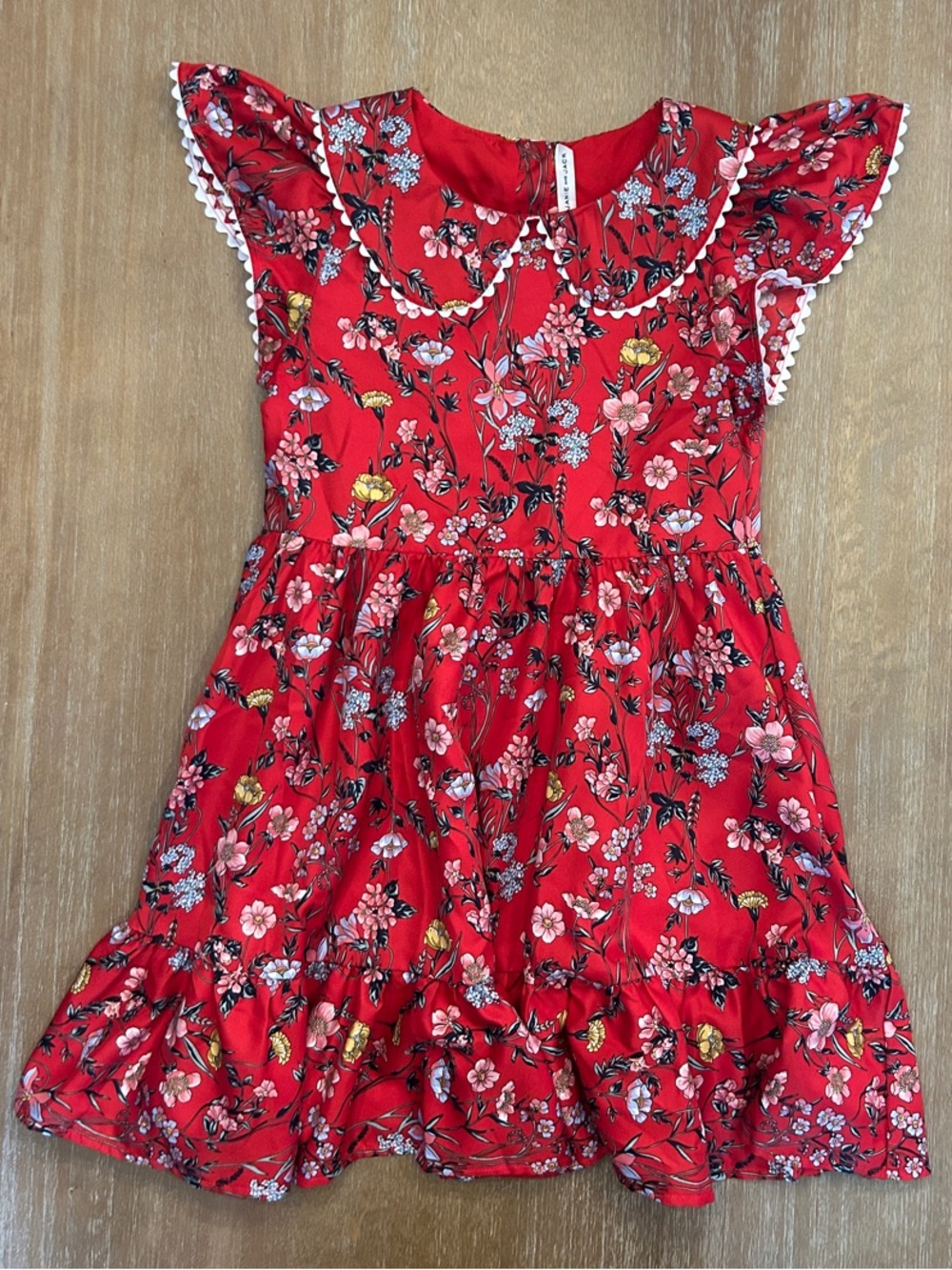 Janie and Jack Red Floral Ruffle-Sleeve Dress